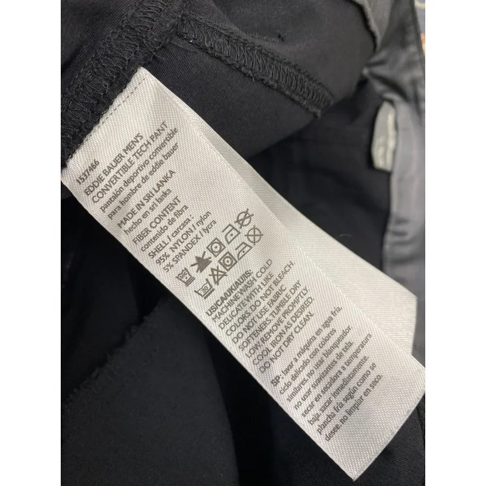 Eddie Bauer Convertible Cargo Black Pants Mens 40x34 Black Nylon Stretch Outdoor